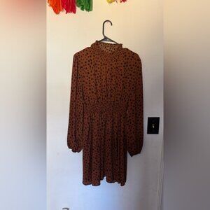 SHEIN Brown and Black Patterned Dress